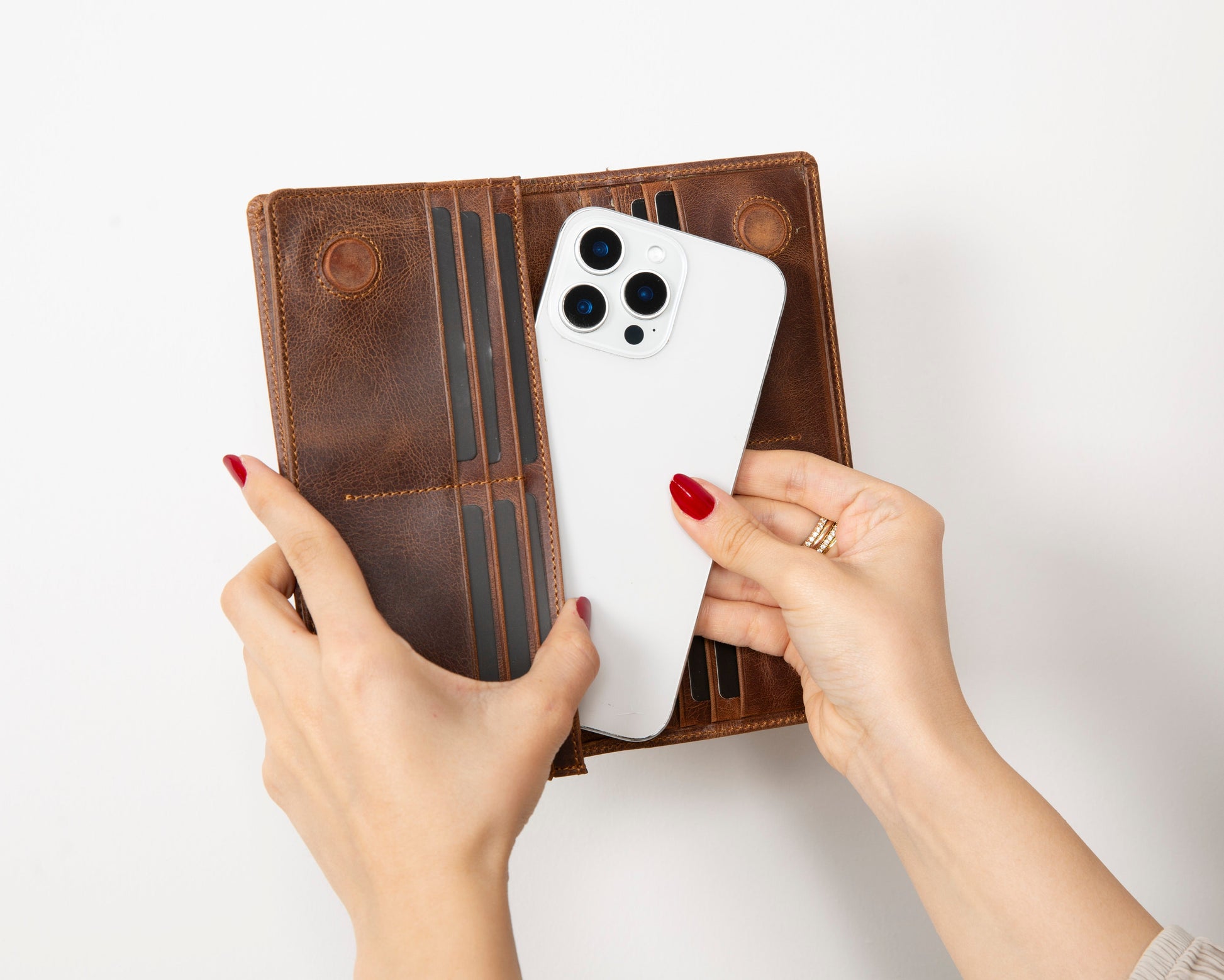 Sedona Leather Unisex Wallet – Genuine Leather Wallet with Phone Pocket & Card Organizer-5