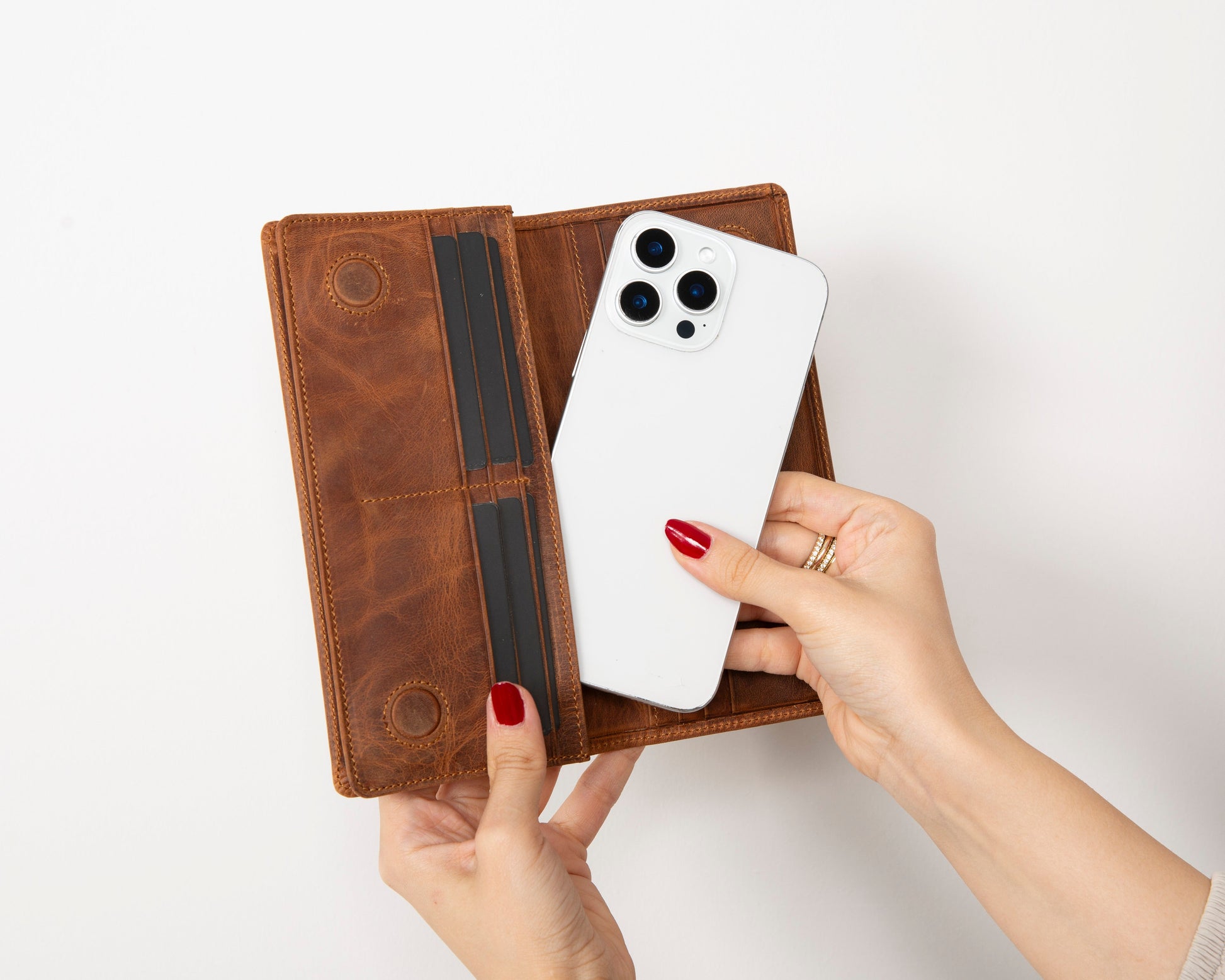 Sedona Leather Unisex Wallet – Genuine Leather Wallet with Phone Pocket & Card Organizer-7