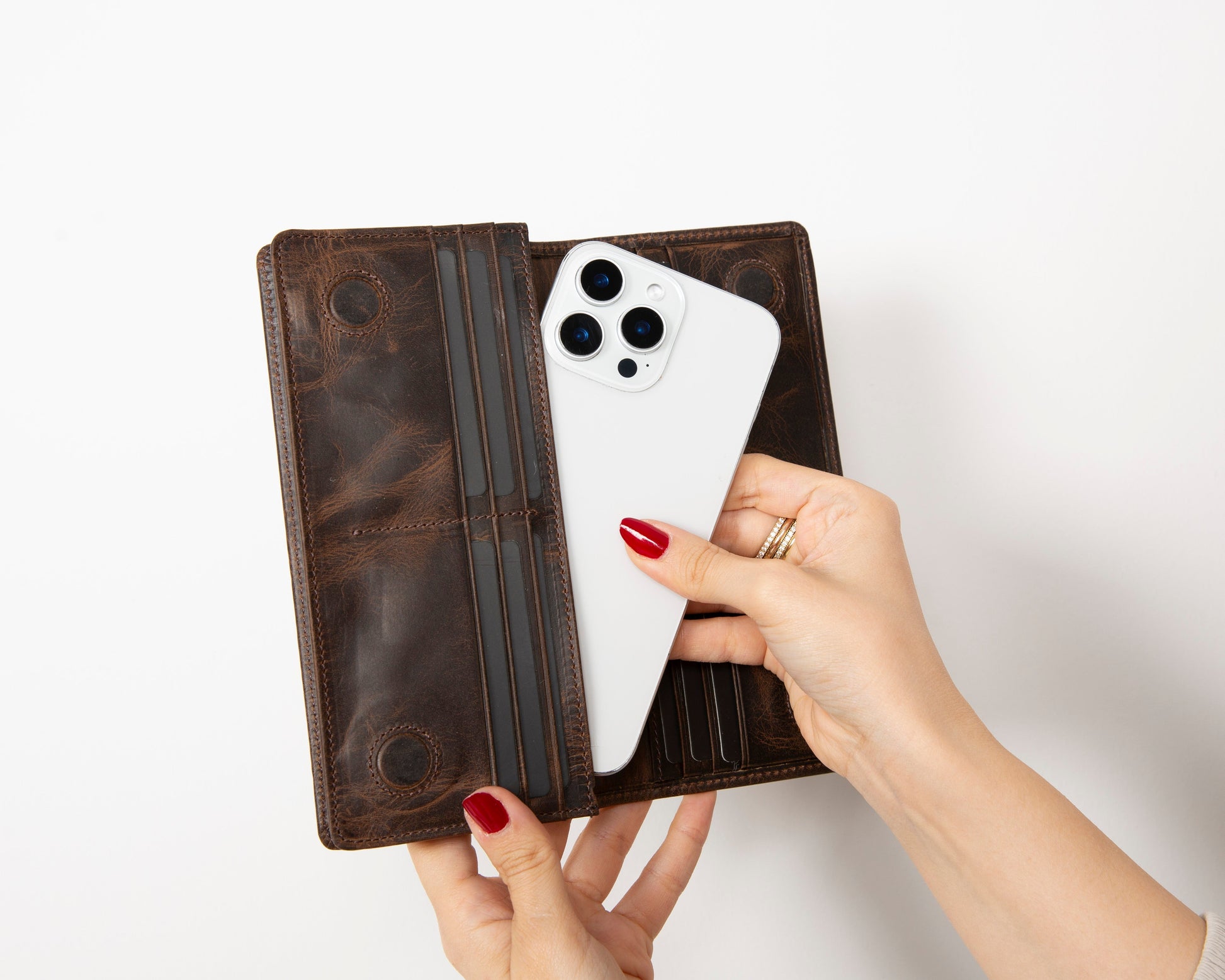 Sedona Leather Unisex Wallet – Genuine Leather Wallet with Phone Pocket & Card Organizer-9