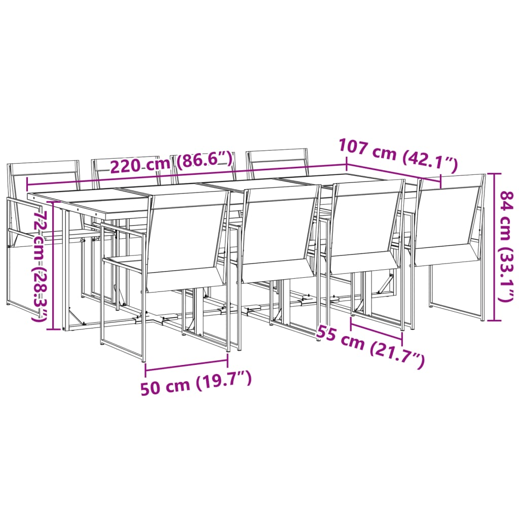 vidaXL Patio Dining Set Table and Chair Garden Outdoor Furniture Black Textilene-1