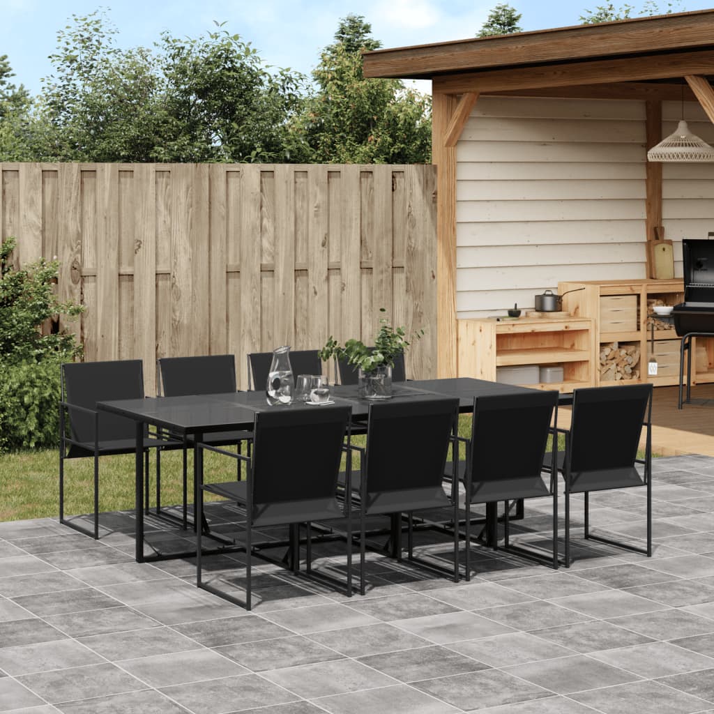 vidaXL Patio Dining Set Table and Chair Garden Outdoor Furniture Black Textilene-6