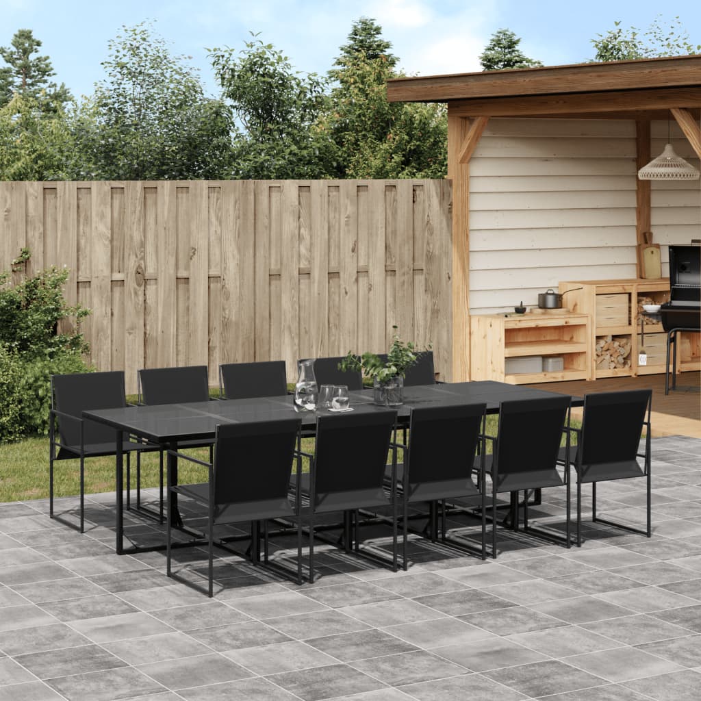 vidaXL Patio Dining Set Table and Chair Garden Outdoor Furniture Black Textilene-7