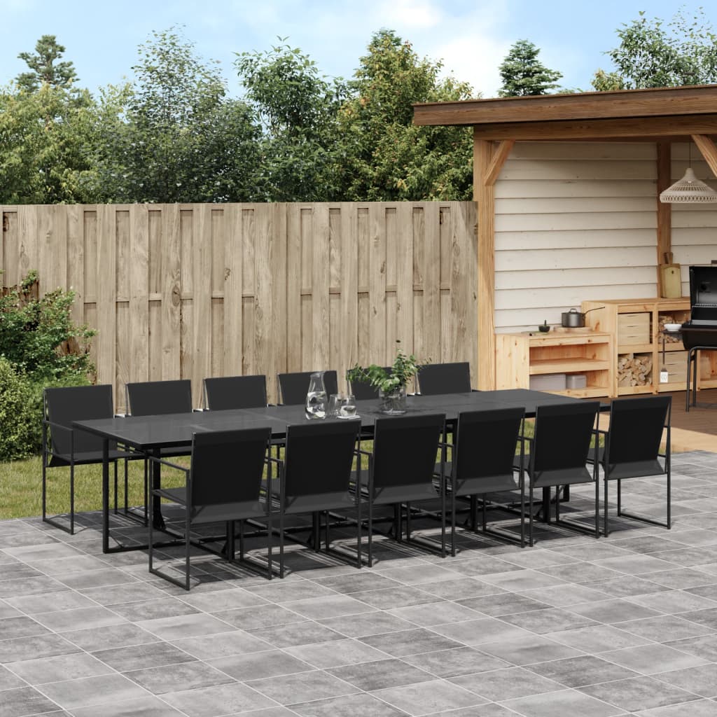 vidaXL Patio Dining Set Table and Chair Garden Outdoor Furniture Black Textilene-8